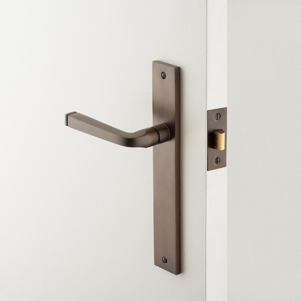 14708P85 - Annecy Lever - Rectangular Backplate - Satin Nickel - Privacy
