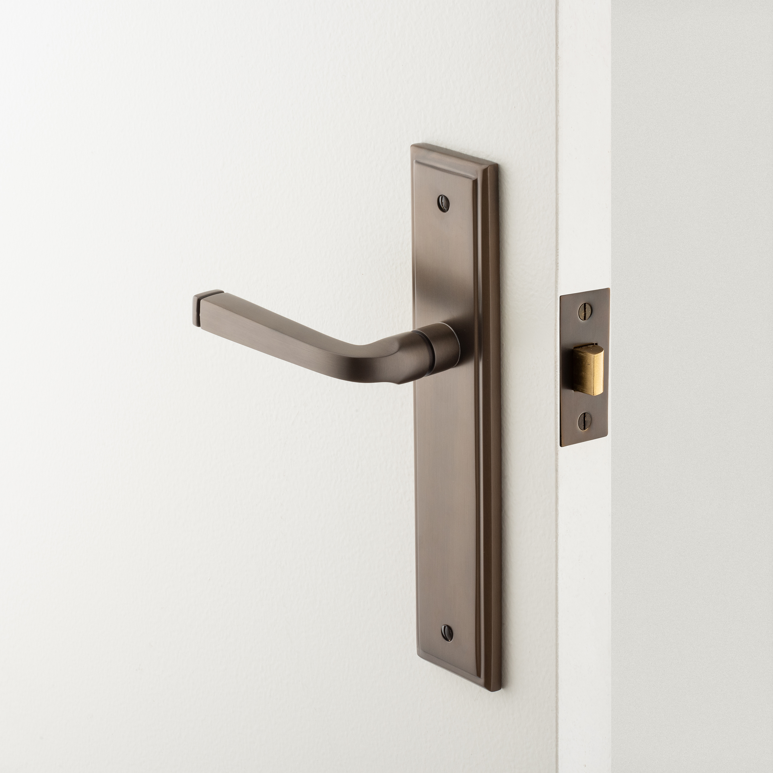 15244 - Annecy Lever - Stepped Backplate - Brushed Brass - Passage