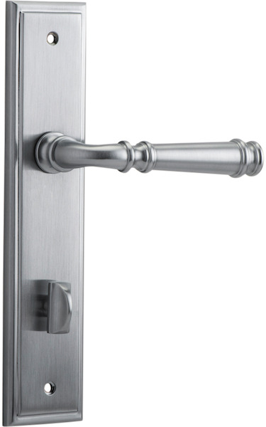 12242P85 - Verona Lever - Stepped Backplate - Brushed Chrome - Privacy