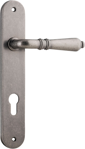13724E85 - Sarlat Lever - Oval Backplate - Distressed Nickel - Entrance