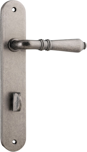 13724P85 - Sarlat Lever - Oval Backplate - Distressed Nickel - Privacy