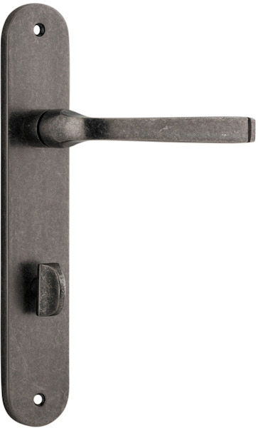 13732P85 - Annecy Lever - Oval Backplate - Distressed Nickel - Privacy