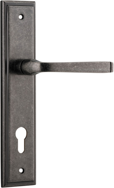 13744E85 - Annecy Lever - Stepped Backplate - Distressed Nickel - Entrance