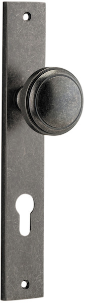 13820E85 - Paddington Knob - Rectangular Backplate - Distressed Nickel - Entrance