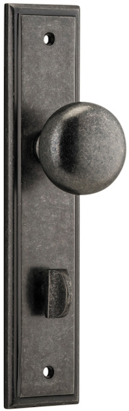 13840P85 - Cambridge Knob - Stepped Backplate - Distressed Nickel - Privacy