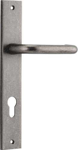13844E85 - Oslo Lever - Rectangular Backplate - Distressed Nickel - Entrance
