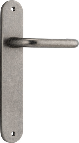 13846E85 - Oslo Lever - Oval Backplate - Distressed Nickel - Entrance