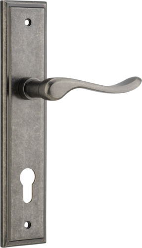 13926E85 - Stirling Lever - Stepped Backplate - Distressed Nickel - Entrance