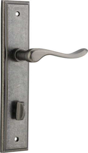 13926P85 - Stirling Lever - Stepped Backplate - Distressed Nickel - Privacy