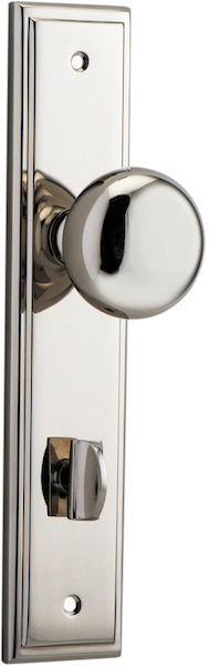 14340P85 - Cambridge Knob - Stepped Backplate - Polished Nickel - Privacy