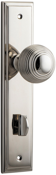 14342P85 - Guildford Knob - Stepped Backplate - Polished Nickel - Privacy