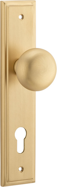 15340E85 - Cambridge Knob - Stepped Backplate - Brushed Brass - Entrance