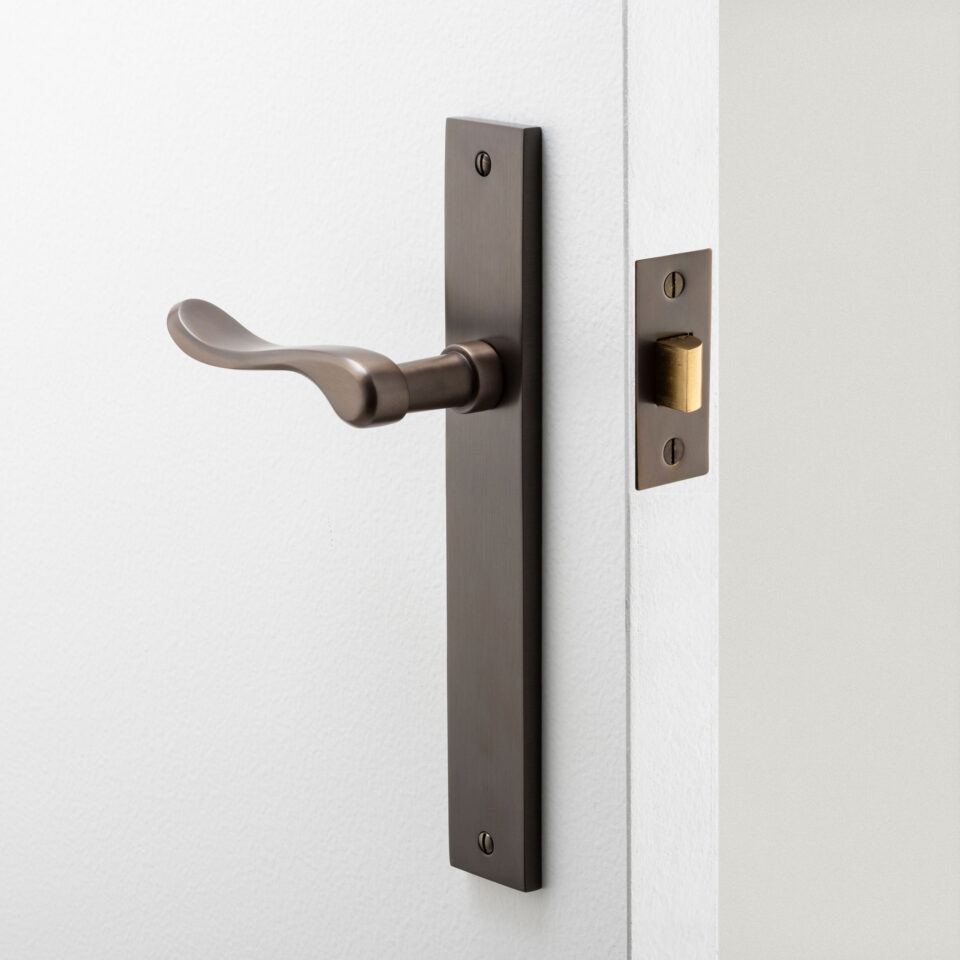 14920P85 - Stirling Lever - Rectangular Backplate - Satin Nickel - Privacy